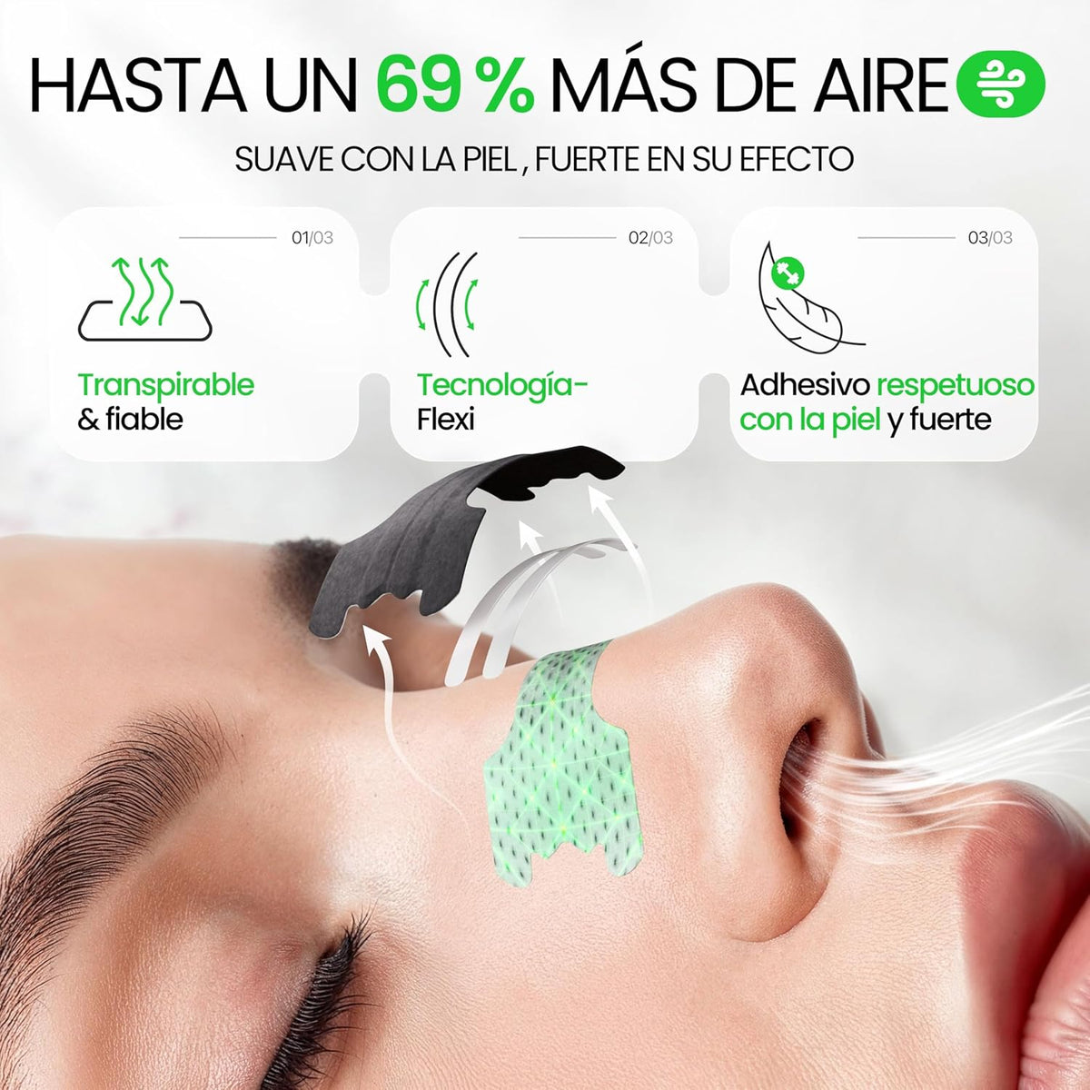 Ellicit® Tiras Nasales Negras, Paquete De 30 Tiras Nasales Premium, Contra Los Ronquidos, Soporte Extra Para Deportes Y Mejor Calidad Del Sueño, Mejor Respiración Con La Nariz Tapada [Talla Universal]