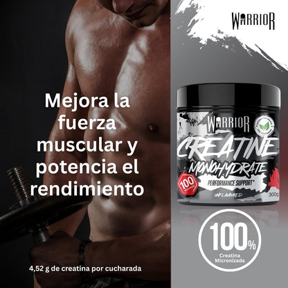 Monohidrato De Creatina En Polvo  300G (100 Raciones) - Micronizado Para Facilitar La Mezcla Y El Consumo - Mejora El Rendimiento Físico/Recuperación - Sin Gominolas Ni Comprimidos (Sin Sabor)