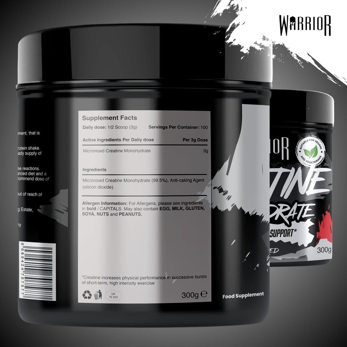 Monohidrato De Creatina En Polvo  300G (100 Raciones) - Micronizado Para Facilitar La Mezcla Y El Consumo - Mejora El Rendimiento Físico/Recuperación - Sin Gominolas Ni Comprimidos (Sin Sabor)