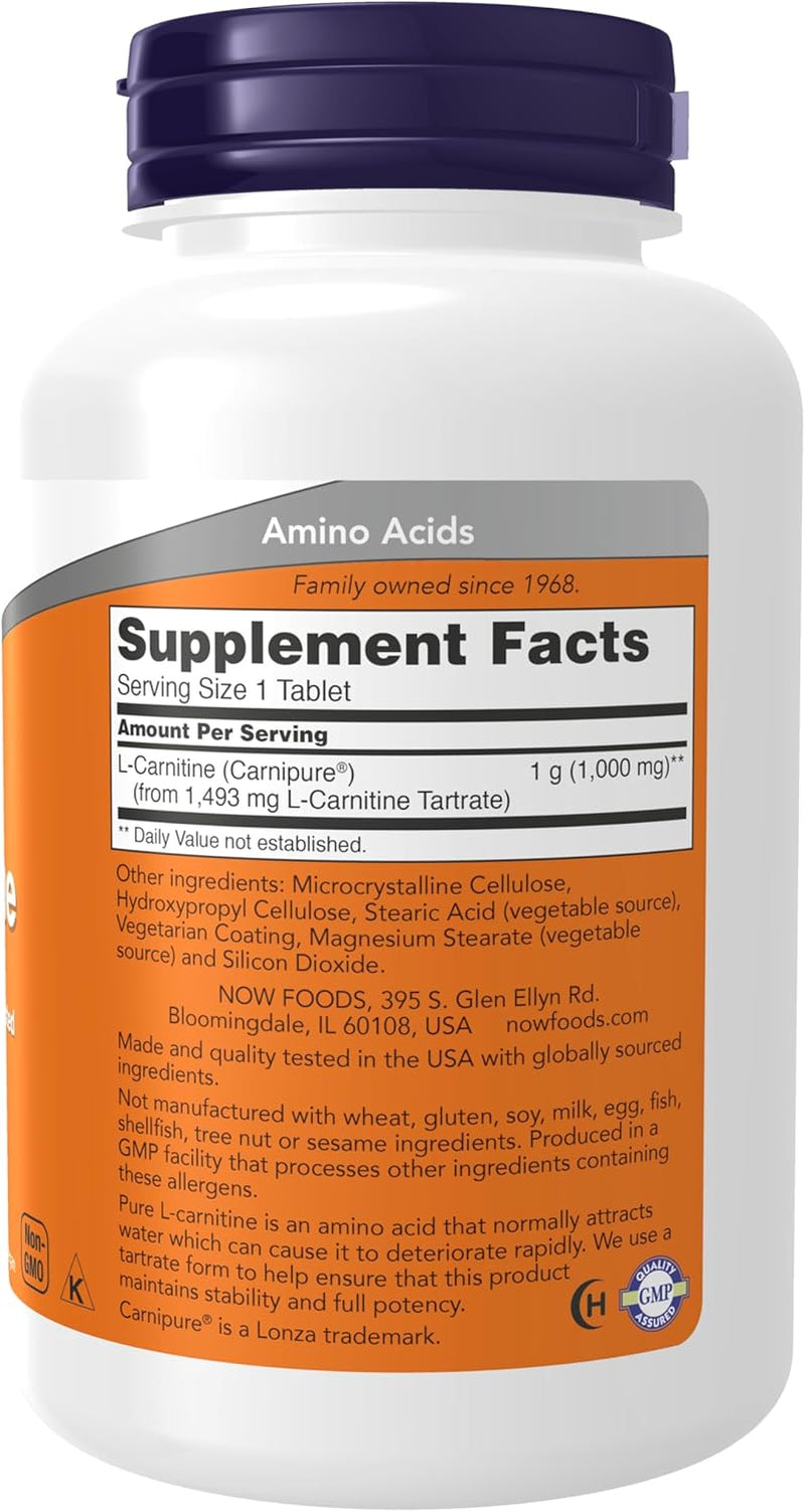 Supplements, L-Carnitine 1,000 Mg, Purest Form, Amino Acid, Fitness Support*, 100 Tablets