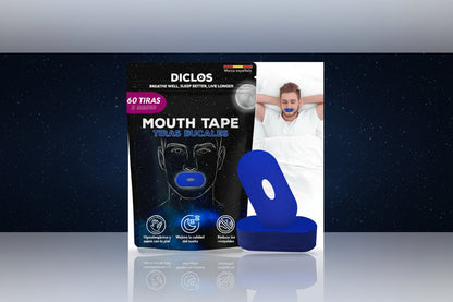 PACK 60 TIRAS BUCALES Para Dormir. Mouth Tape for Sleeping. Cinta Bucal Antironquidos. Tapa Bocas Para No Roncar. Tape Bucal. Cinta Boca Para Dormir. Parches Boca Cerrada. (Azul Con Orificio)