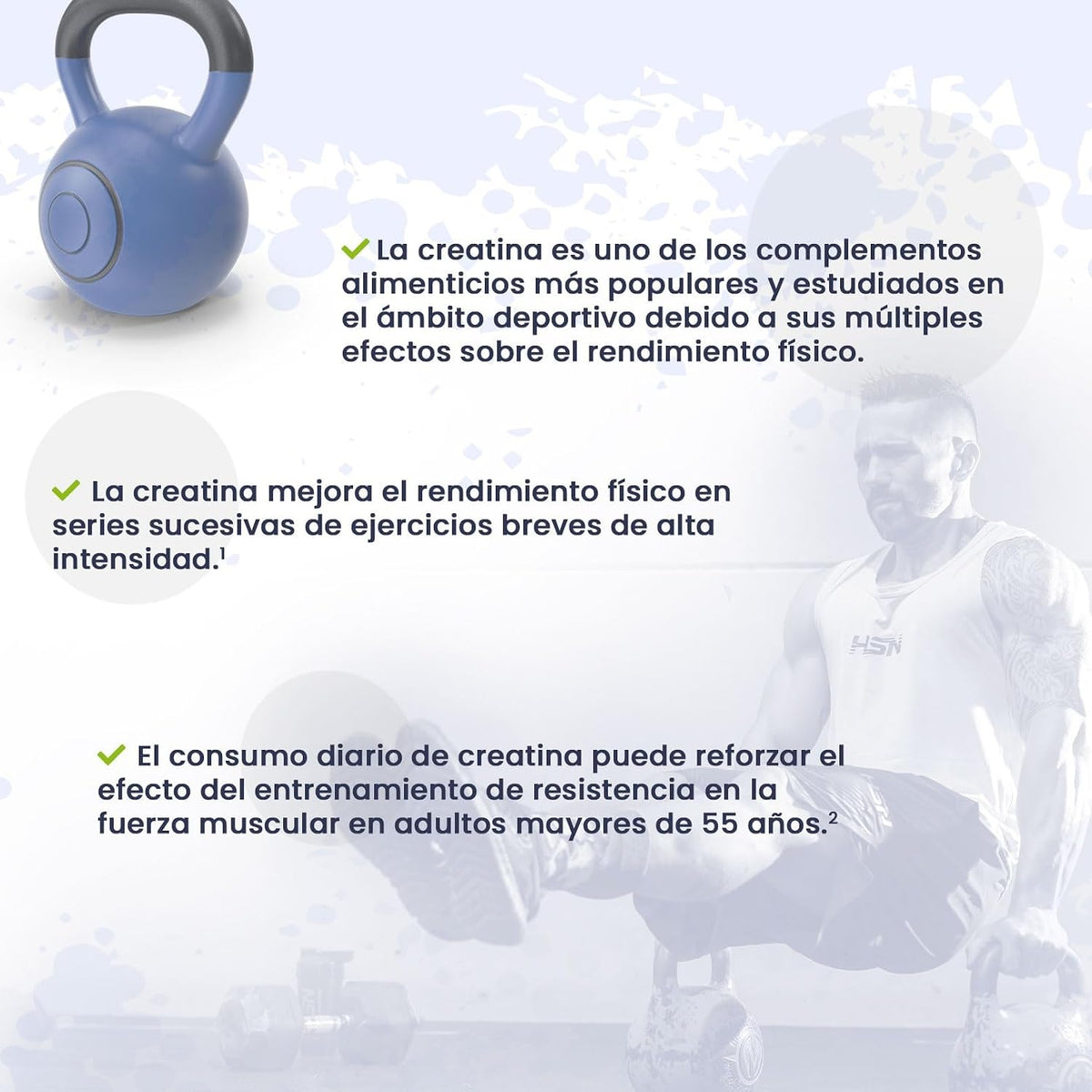 HSN Creatina Excell 100% Creapure® En Polvo - Sin Sabor 500 G | 100% Puro Monohidrato De Creatina Sin Añadidos. Libre De DCD O DHT. No Incluye Dosificador.