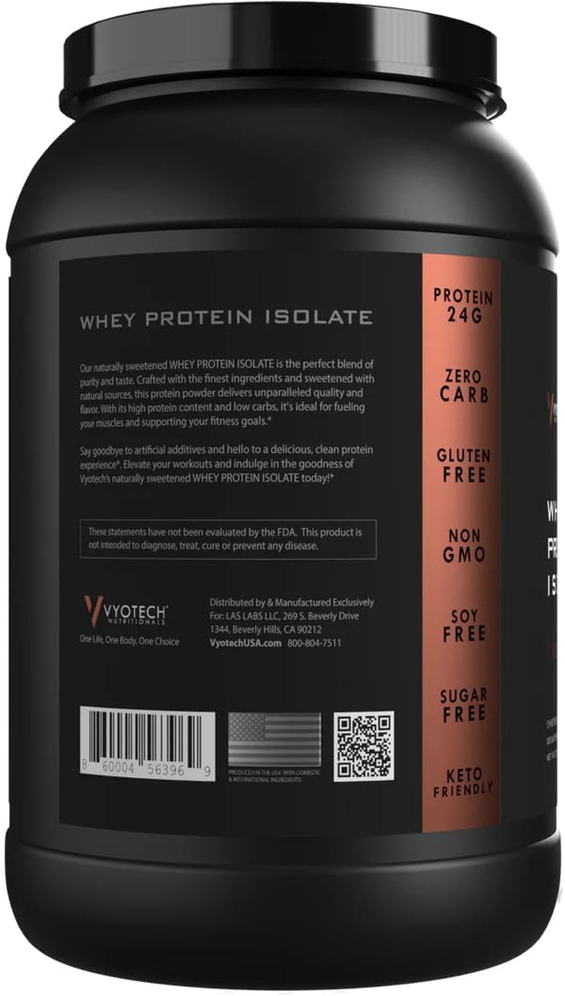 Vyotech Whey Protein Isolate | Naturally Sweetened with Monkfruit | 24G Protein | Zero Carb Sugar-Free Keto-Friendly Gluten-Free Soy-Free & Non-Gmo | 25 Servings | 1.7 LBS | Chocolate Flavor