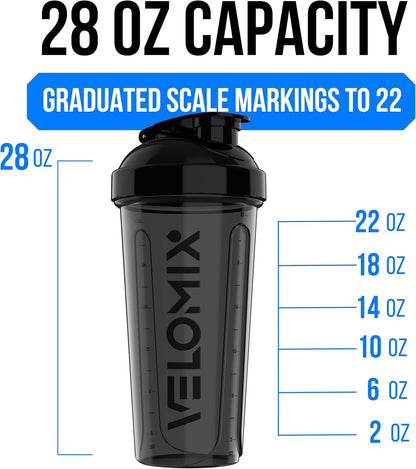 -2 Pack- 28 Oz Protein Shaker Bottles for Protein Mixes - 2X Wire Whisk | Leak Proof Shaker Cups for Protein Shakes | Protein Shaker Bottle Pack (Black/Transparent)